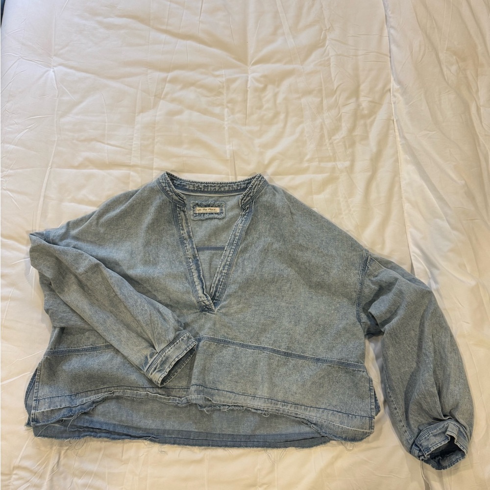 Free People Denim V-Neck Pullover
